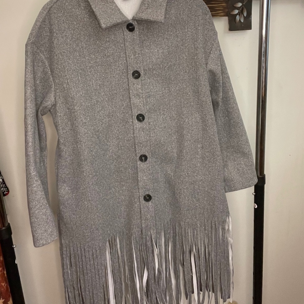 Fringe Grey Blazer Jacket